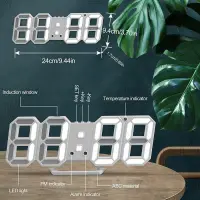 3D LED Digital Wall Clock, 9.5" Desk Alarm Clock — 5