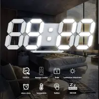 3D LED Digital Wall Clock, 9.5" Desk Alarm Clock — 6