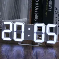 3D LED Digital Wall Clock, 9.5" Desk Alarm Clock — 2