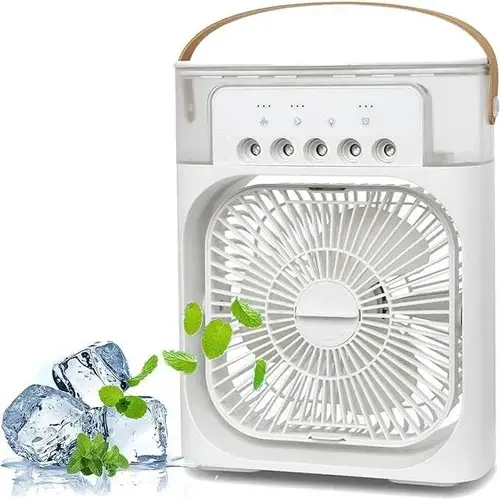 3 in 1 USB Mini Portable Air Cooling Fan with LED Light and Humidifier