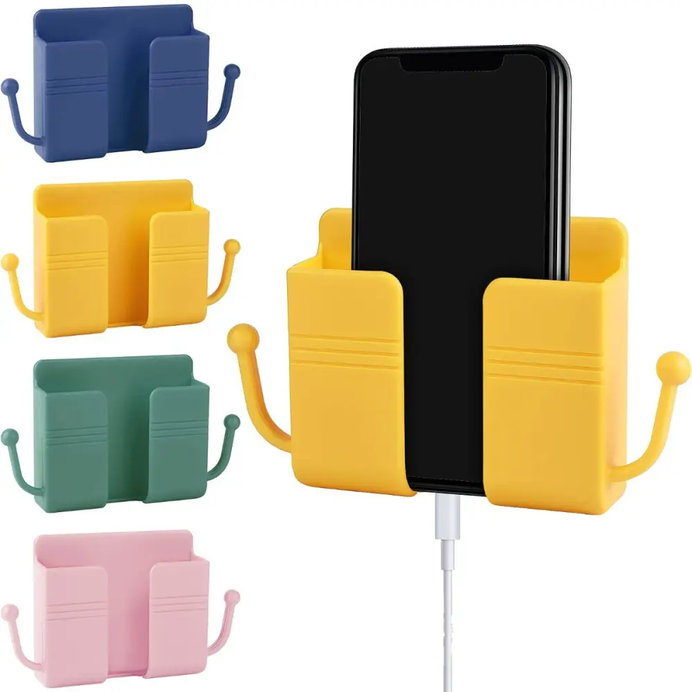 Wall Mount Phone Holder single,  Wall Mount Phone Plug Holder Storage Box Charging Cell Phone Stand Brackets For Bedroom Bathroom Study