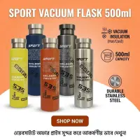 SPORT 500ml Stainless Steel Vacuum Flask - Multicolor Insulated Water Bottle,স্পোর্ট ৫০০ মিলি স্টেইনলেস স্টিল ভ্যাকুয়াম ফ্লাস্ক - মাল্টিকালার ইনসুলেটেড জলের বোতল — 1