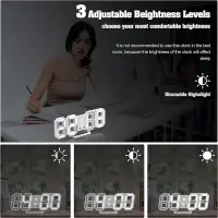 3D LED Digital Wall Clock, 9.5" Desk Alarm Clock — 4