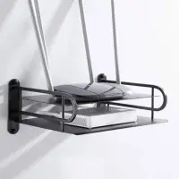 2 Layer Metal WiFi Router Stand, Wall Mount Shelf Bracket for Tv Box, Remote Control, Set Top Box, Aluminum, Black — 3