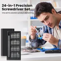 24 in 1 Precision Screwdriver Set with Magnetic Driver, Jiffix Pocket Manual Screwdriver Tool Kit with Sliding Closure, Mini Professional Repair Tools for Electronics/Watch/Camera/Laptop/Glasses — 1