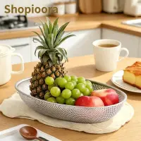 Premium Stainless Steel Perforated Oval Fruit & Vegetable Basket — 1