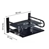 2 Layer Metal WiFi Router Stand, Wall Mount Shelf Bracket for Tv Box, Remote Control, Set Top Box, Aluminum, Black — 2