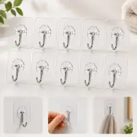 10 Pcs ওয়াল হুক সেট প্রিমিয়াম ট্রান্সপারেন্ট সেল্ফ-অ্যাডহেসিভ /10 PCS Heavy-Duty Transparent Wall Hooks — 4