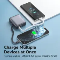 QCY 35W PD Fast Charging Mini Power Bank 10000mAh with Built-in USB-C Cable & Digital Display — 2