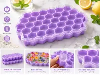 Honeycomb Ice Tray with Lid,সিলিকন হানি-কম্ব আইস ট্রে — 4