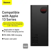 Baseus Adaman Metal Digital Display Quick Charge Power Bank 20000mAh 22.5W - Black — 3