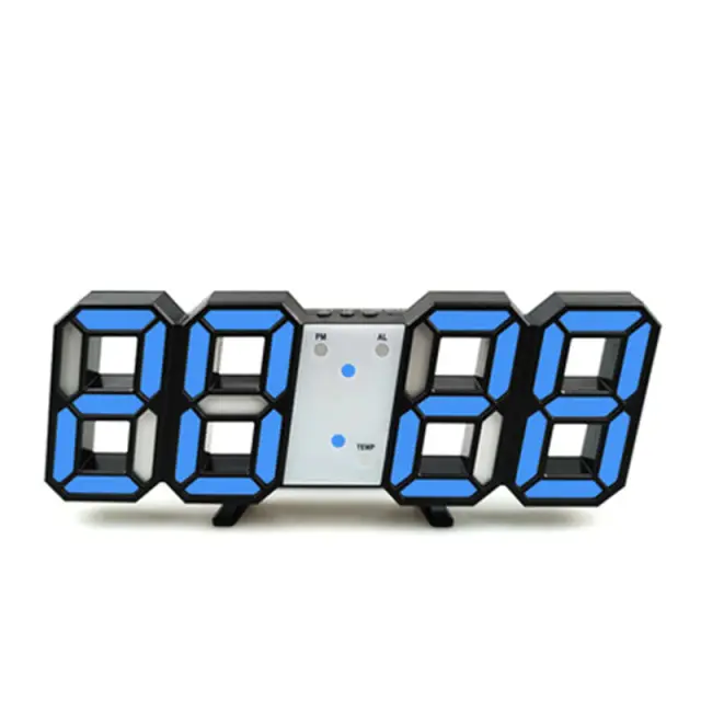 3D LED Digital Wall Clock, 9.5" Desk Alarm Clock