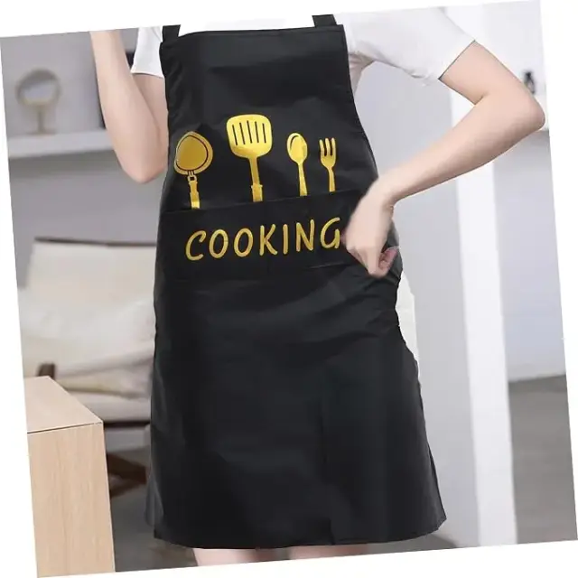 Kitchen Cooking Apron, Waterproof Anti-Oil Polyester Kitchen Apron, Restaurant Apron for Chef Cooking