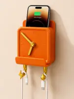 Creative Clock-Design Wall Mounted Mobile Charging Stand & Cable Organizer Holder,phone holder,ওয়াল মাউন্টেড ক্লক ডিজাইন মোবাইল চার্জিং স্ট্যান্ড এবং কেবল অর্গানাইজার হোল্ডার — 4