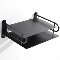 2 Layer Metal WiFi Router Stand, Wall Mount Shelf Bracket for Tv Box, Remote Control, Set Top Box, Aluminum, Black — 1