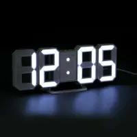 3D LED Digital Wall Clock, 9.5" Desk Alarm Clock — 7