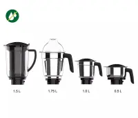 Phillips 1000W Juicer Mixer Grinder (4 Jars) Black (HL7704/00) — 2