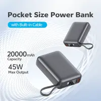 QCY 45W Portable Power Bank – 20000mAh Fast Charging with Built-in USB-C Cable & Smart Display — 2
