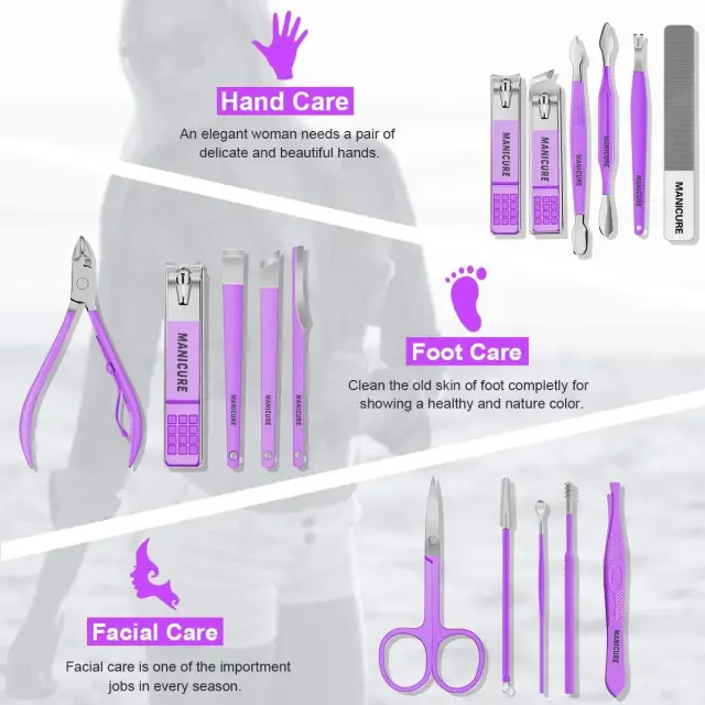 16 Pcs Manicure Set Professional Nail Clippers Pedicure Kit ১৬ পিস প্রফেশনাল ম্যানিকিউর ও পেডিকিউর কিট