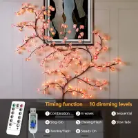 Cherry Enchanted Willow Vine Light Pink Cherry Blossom Tree Branch Lights with 8 Light Model Bedroom Wall Doors — 2