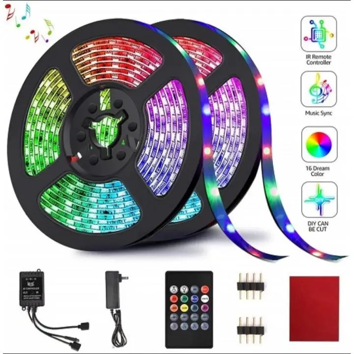 High Quality SMD 2835 DC 12V LED Strip Light with Remote 5 Meters RGB Color Special Lights for Ceiling Decoration