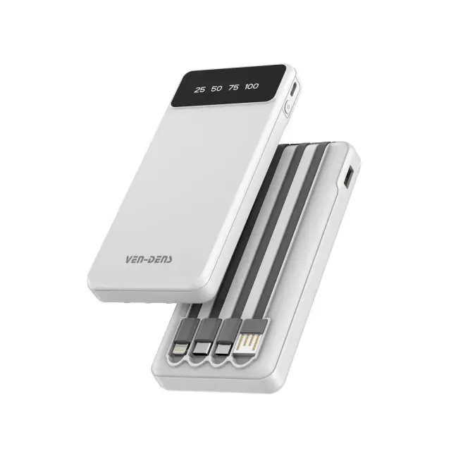 VEN-DENS VD-PB058 10000mAh 4-in-1 Power Bank with Built-in Cables | Bangladesh