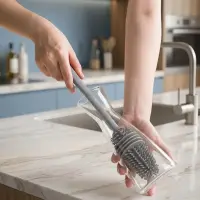 Silicone Bottle Cleaning Brush Bottle Cleaner for Washing Baby Bottles Handle Brush — 1